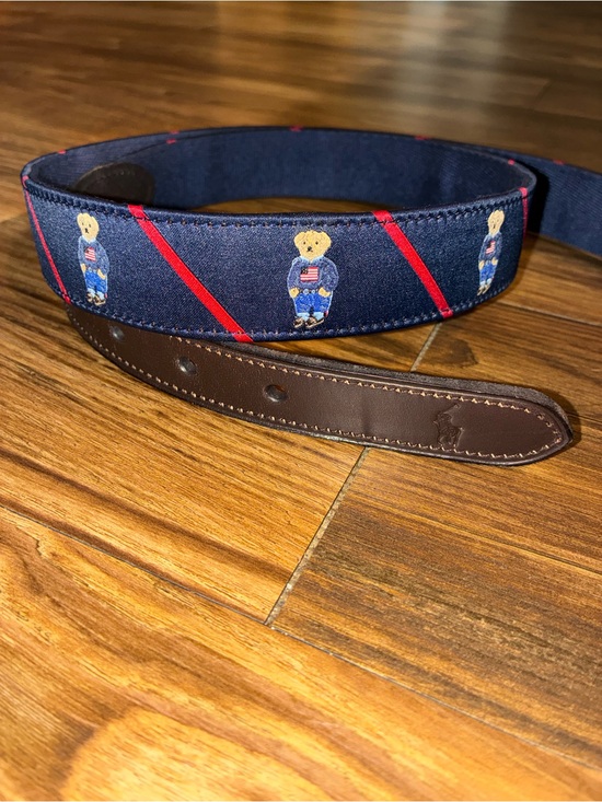 Ralph Lauren Other - Polo Ralph Lauren Ribbon & Leather Flag Sweater Polo Bear Motif Belt